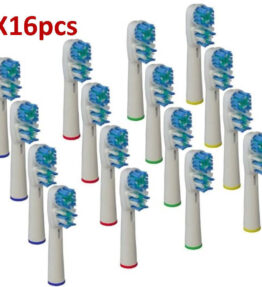 Oral B Replacement Brush Heads- Pack of 16 Oralb Braun Dual Clean Electric Toothbrush Heads- Generic Brushes Compatible With Oral-b Pro 1000 1500 3000 5000 6000 8000 9000 Vitality, Triumph & More