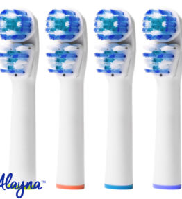 Alayna Replacement Brush Heads Compatible With Oral B Electric Toothbrush - Dual Clean Generic Brushes Fits Oralb Braun Pro 1000, Oral-B 7000, 8000, 9000, 1500, 5000, 6000, 3000, For Kids & More! (4 Pack)