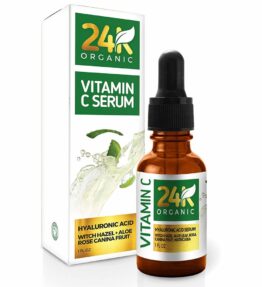 24K Vitamin C Serum for Face, Anti-Aging Topical Facial Serum with Hyaluronic Acid And Aloe Leaf, 1 fl oz