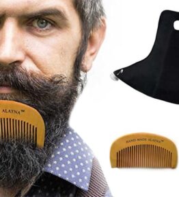 Alayna Beard Care and Mustache Grooming Kit, Includes Beard Trimmings Catcher, Hand-Crafted Wooden Comb, & Beard Oil