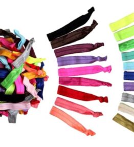 Alayna Rainbow No-Damage Ribbon Hair Ties- No Crease Stretchy Elastic Ponytail Holders Hair Bands, Solid Colors (60 Ties)