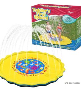 Alayna 65" Splash Pad Sprinkler Mat Outdoor Inflatable Yellow Water Toy for Kids, Toddlers, and Children Great for The Summer